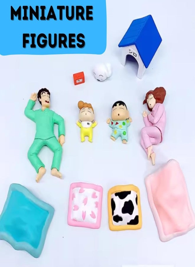 FUNFOB Shinchan Action Figure | Shin chan Figurine Cartoon Figures Toys for Boys & Girls PVC Multicolour (Shinchan Family Shiro Set) - Image 2